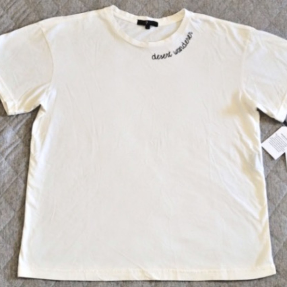 7 For All Mankind Womens Wanderer Beige T- Shirt Size Medium